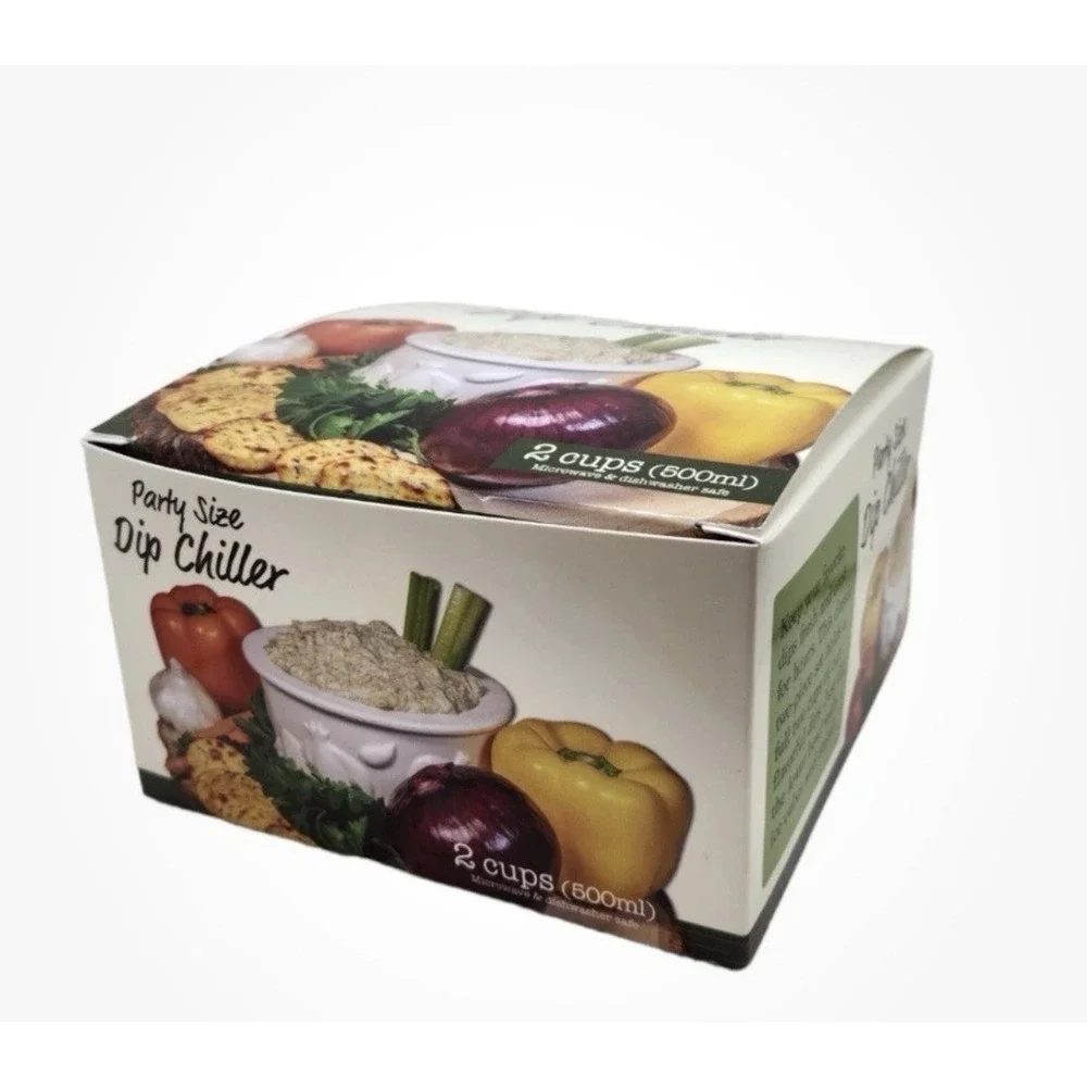 New In Box Party Size Porcelain Dip Chiller Set 500ml Keeps Dips Cold Hosting